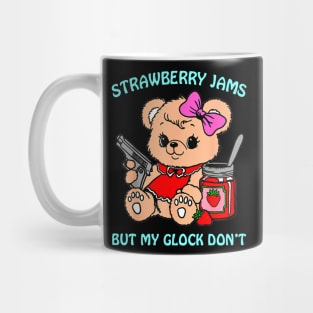 Strawberry Jams But My Glock Don't Funny Bear Meme Mug